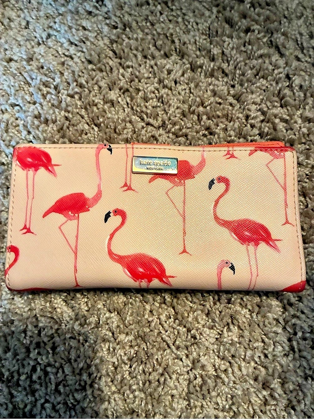Kate Spade Flamingo Print Wallet in Pink & Beige Like New